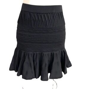 Olivaceous Black Mini Skirt with Ruffle Hem